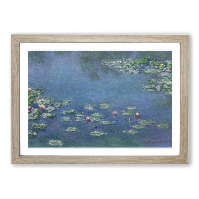 Water Lilies Lily Pond Vol.24 by Claude Monet - Picture Frame Painting, Oak, 48cm H x 65cm W x 2cm D