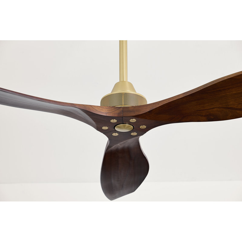 Hexanova Smart Ceiling Fan, 52", Brushed Brass with Walnut Blades
