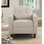 Chaise d'appoint transitionnelle capitonnée à boutons avec accoudoirs carrés et bordure passepoilée