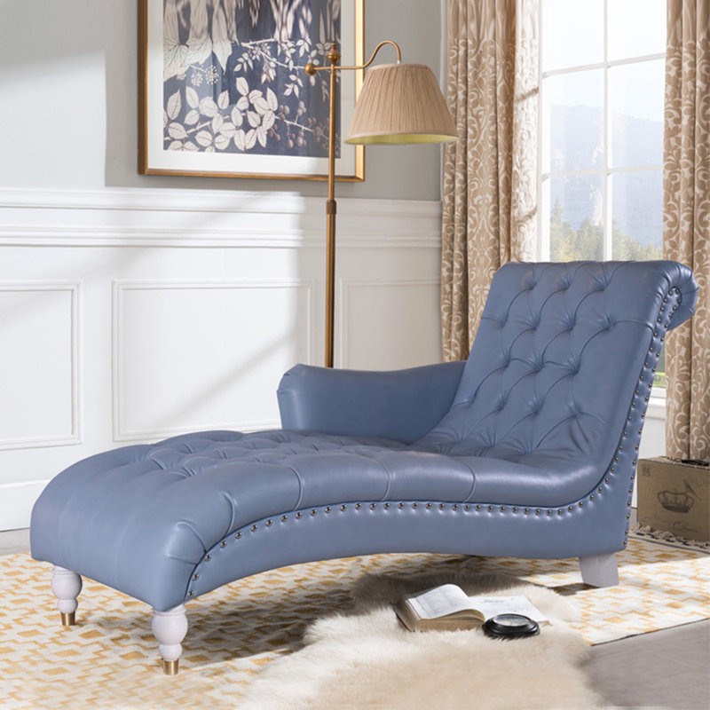 Chaise longue élégante de qualité loisir, Saphir, Blanc / doré, Accoudoir à droite (vu de face)