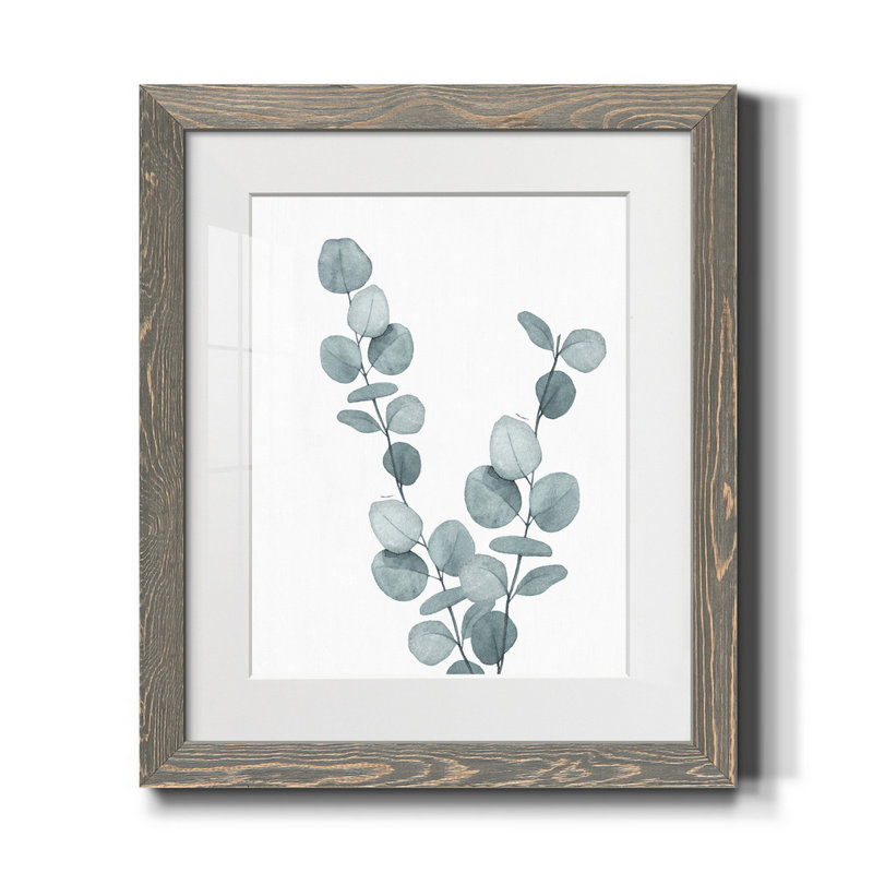 «Blue Botanical Wash III», reproduction d'art sur papier encadrée, H 20 po x l 17 po x P 1,5 po, gris