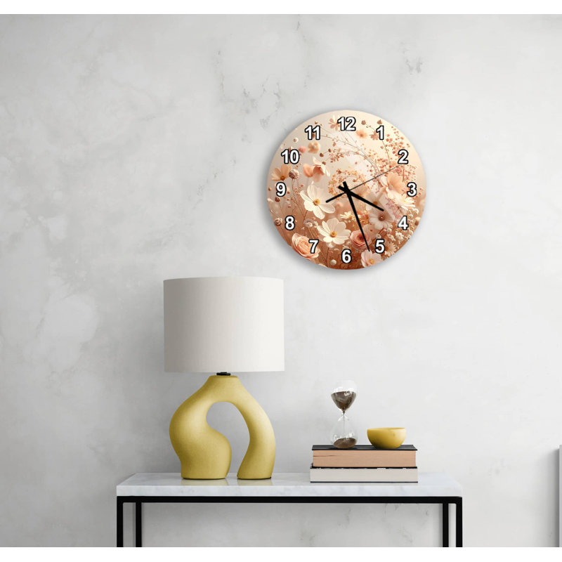Horloge murale Floral, Noir romain, 20 pouces