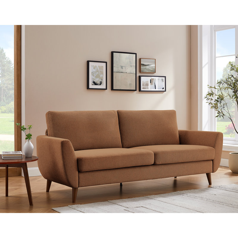 Smiling 215.9Cm Flared Arms Sofa, Rust Linen Blend