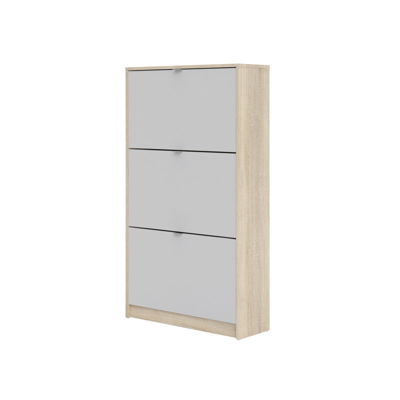Shoes 9 Pair Shoe Storage Cabinet, Oak/White