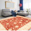 Tapis décoratif rouge/brun en laine de conception unique 8 pi 2 po x 9 pi 9 po noué à la main New Age
