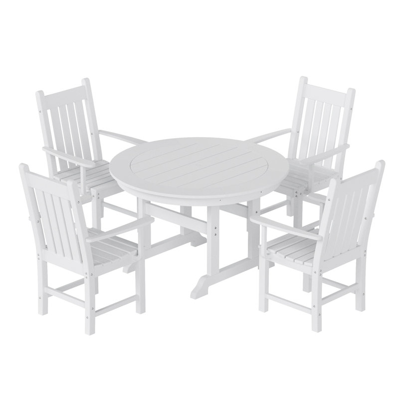 Laguna 4 - Person Patio Dining Set with Round Table, White
