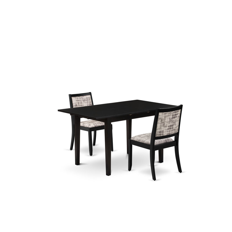 Ensemble de salle à manger 3 pièces comprenant une table rectangulaire et 2 chaises empilables en polyester, noir