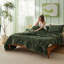 Ensembles d'édredon de taille très grand - 3 pièces de literie en molleton vert olive à double face, esthétique rayée confortable pour les chambres modernes et d'invités, décoration intérieure de luxe toutes saisons-105492182-105492176