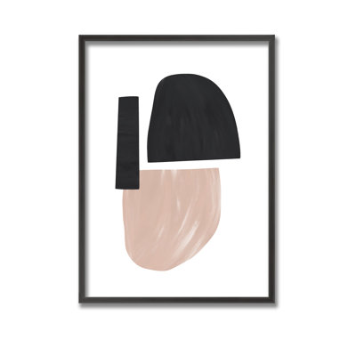 Black and Nude Abstract Shapes by Uplusmestudio - Picture Frame Painting on Paper