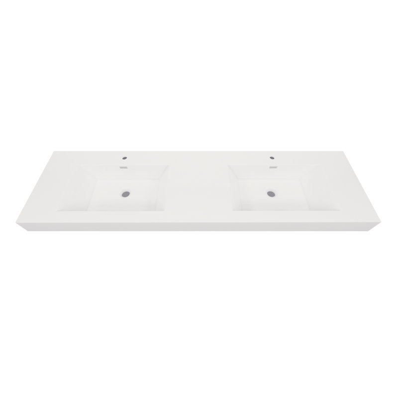 Lavabo de salle de bain vasque rectangulaire blanc avec trop-plein