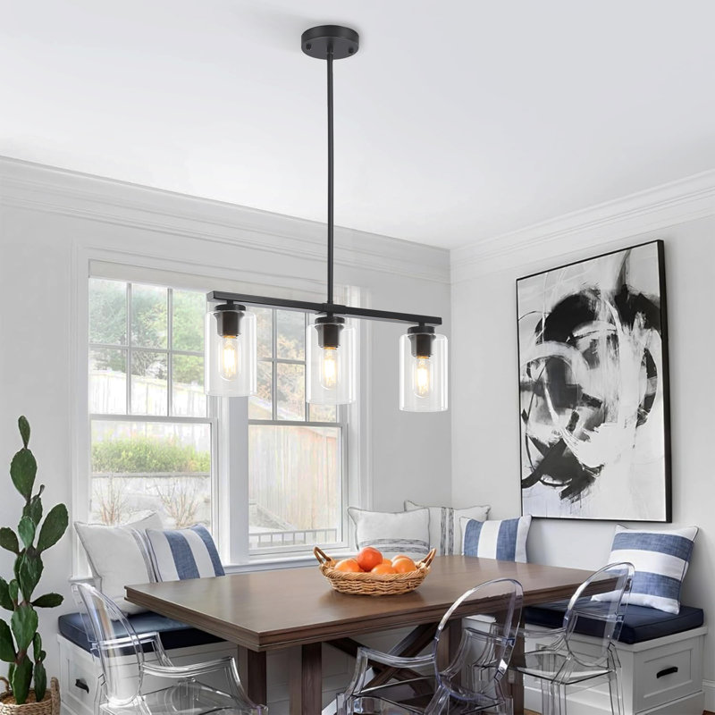 Volha 3 - Light Kitchen Island Pendant, Clear, Black