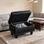 Repose-pieds de rangement en similicuir noir avec dessus capitonné et garniture cloutée-129207389