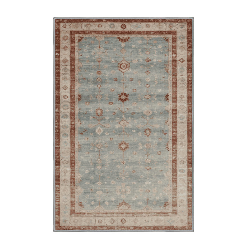 Machine Washable Overdyed Gray Area Rug, Rectangle 5' x 8'