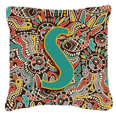 Coussin décoratif intérieur/extérieur tribal lettre-monogramme