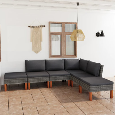 Ensemble modulaire de patio carré en eucalyptus de 23,6 po de large avec coussins Brause