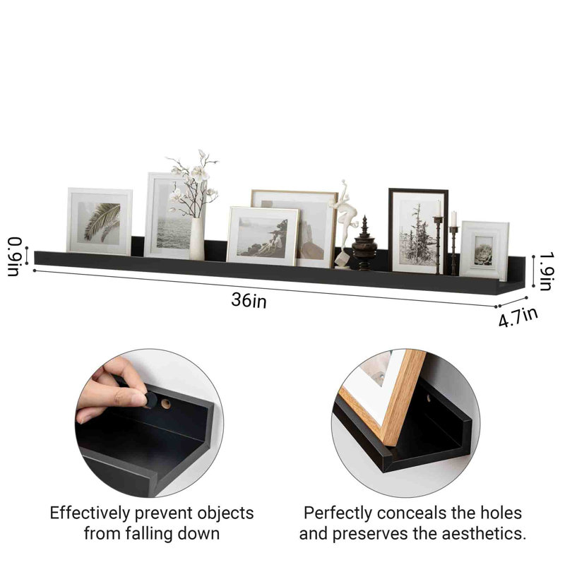 2 Piece Floating Shelf, Black