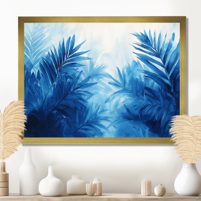 «Cleah Palms» en velours bleu harmonie I - palmiers et palmiers, art mural