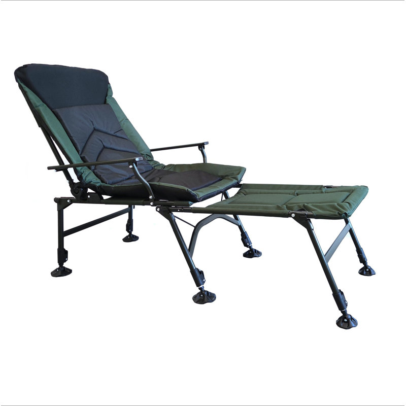 Chaise longue de camping avec repose-pieds détachable, chaise de camping inclinable et pliante portative avec dossier réglable pour le camping intérieur et extérieur