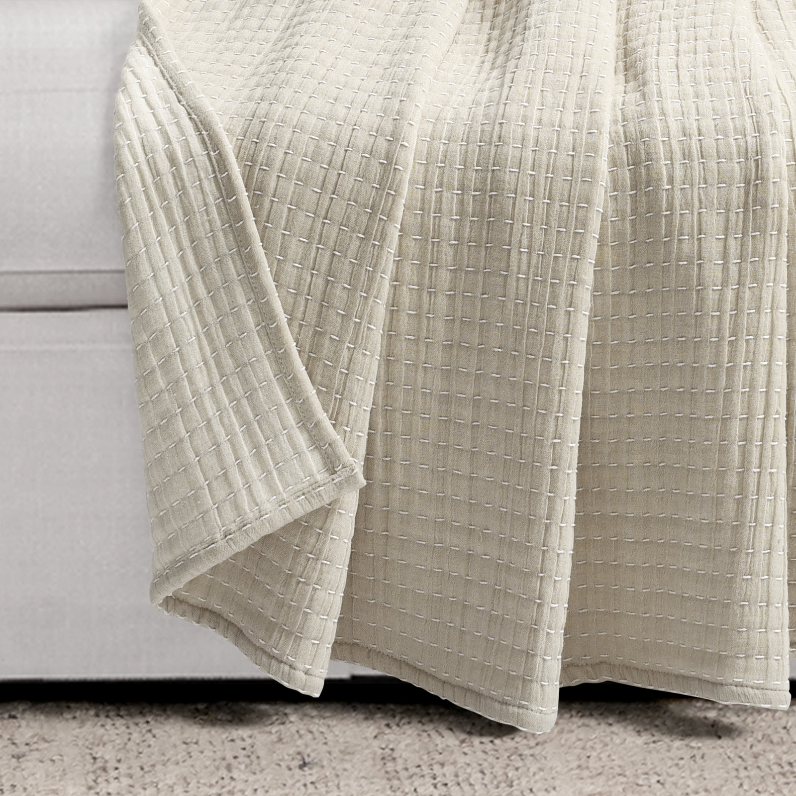 Windcrest Cotton Hand Woven Throw Blanket, Irovy
