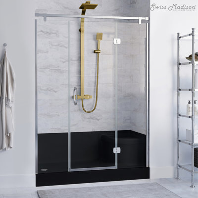 Base de douche 60 po x 32 po en noir mat Aquatique