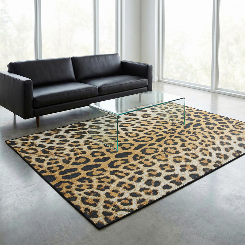 Ehren Leopard Animal Print New Gold Indoor Outdoor Area Rug, Rectangle 2'3" x 3'11"