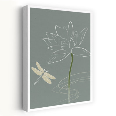 Art japonais, dessin de libellule et de fleurs, nature botanique et botanique, illustration moderne, art minimaliste minimaliste; Moderne