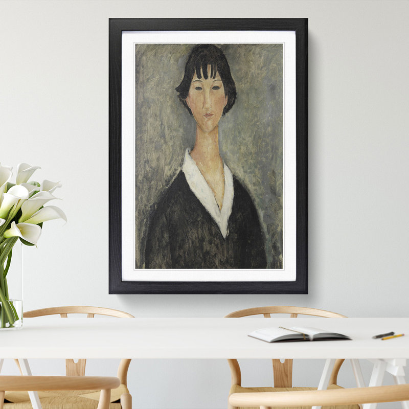 Portrait of a Girl Vol.4 by Amedeo Modigliani - Picture Frame Painting, 65cm H x 48cm W x 2cm D, Black Framed