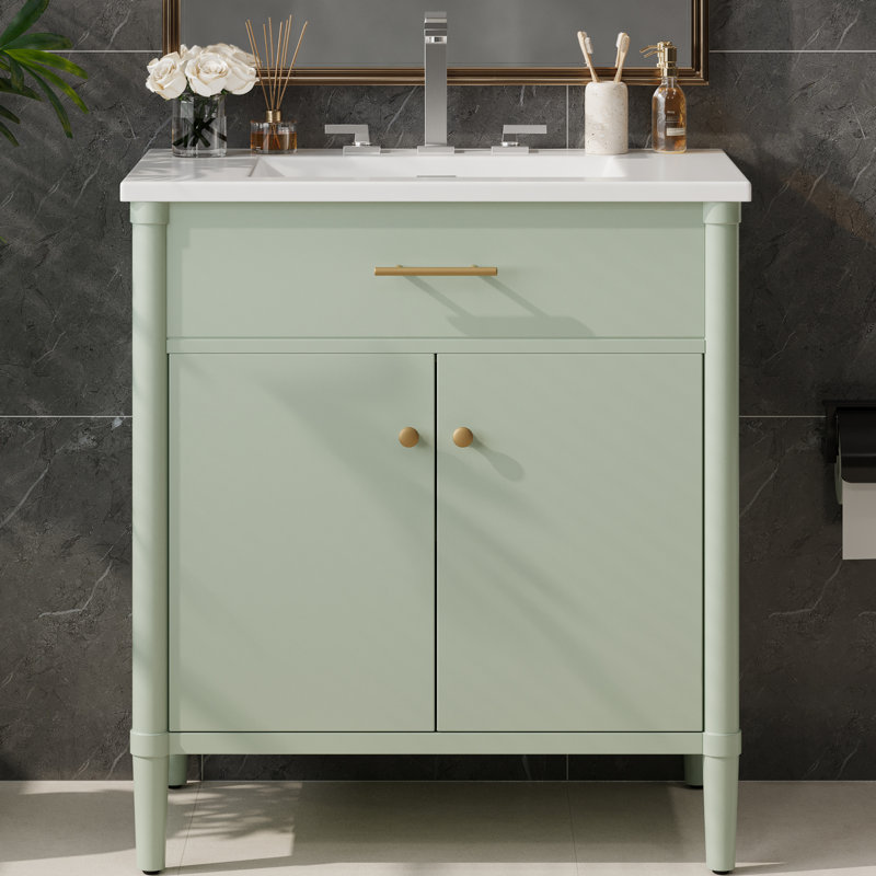 Meuble-lavabo de salle de bain avec lavabo, Vert