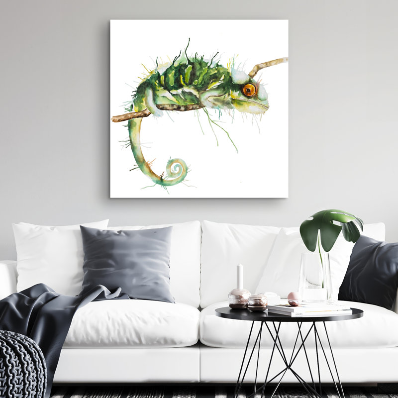 Chameleon on the lookout - 32"x32" art on canvas