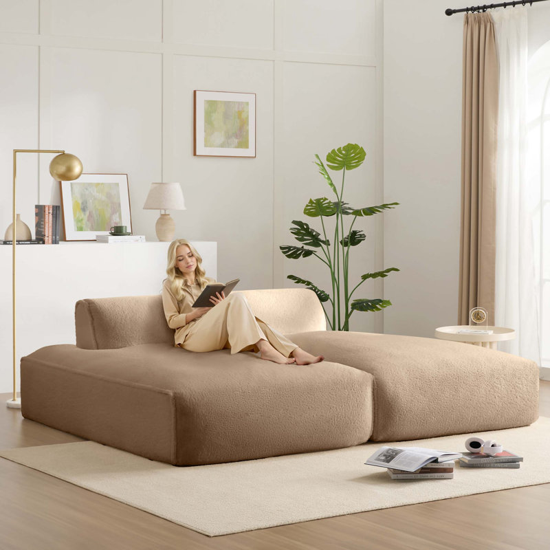 90"Oversized Modular Sofa Double Chaise, Khaki