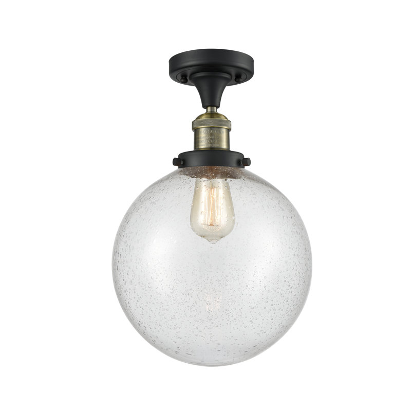 Plafonnier semi-encastré 10 po Zarmayr, Ampoule non incluse, Grainé, Laiton antique noir