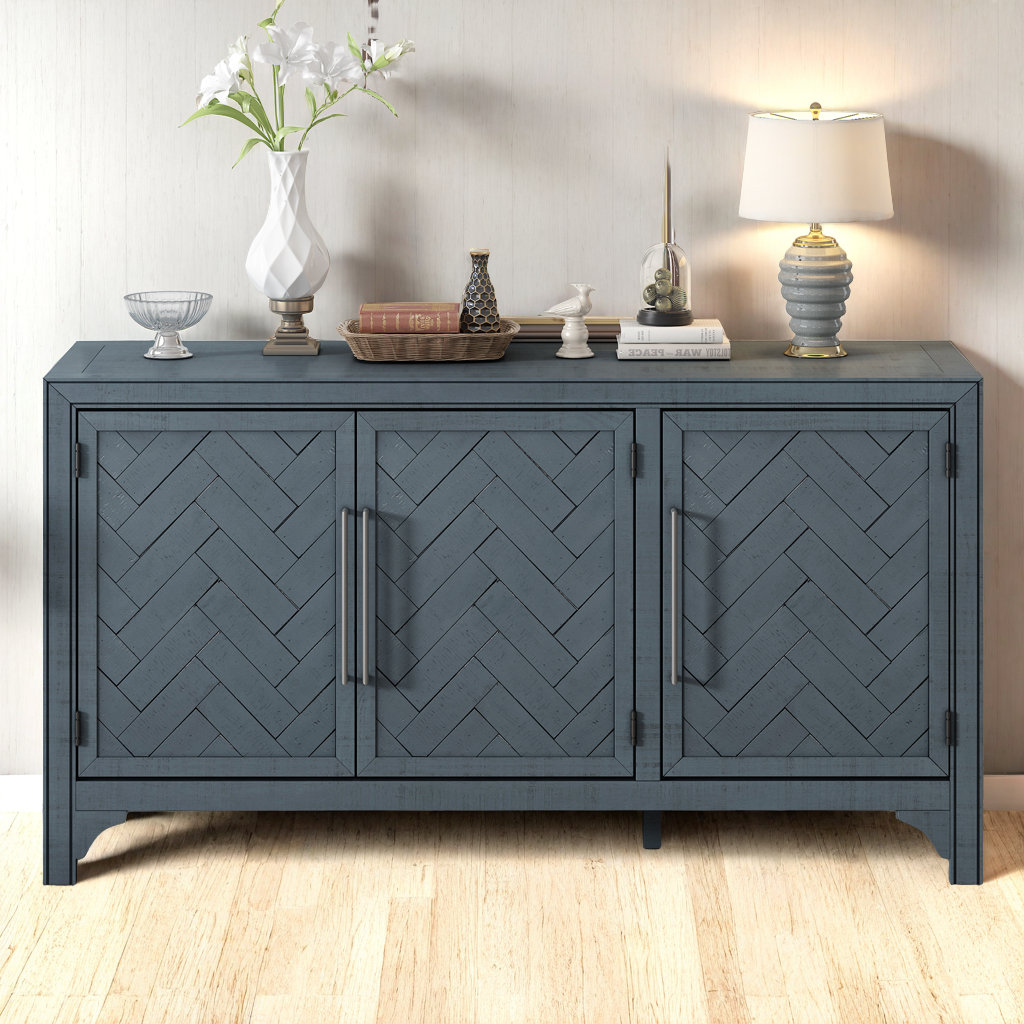 Wooden Sideboard with Adjustable Shelves & Metal Handles Union Rustic 