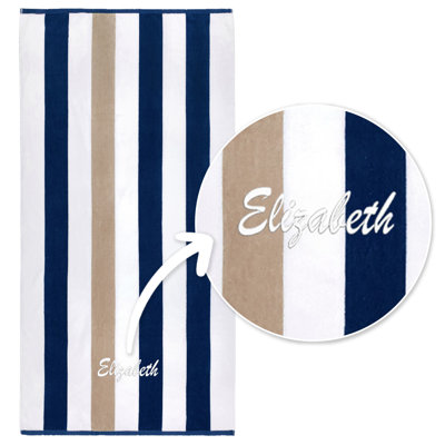 Broderie personnalisée de serviettes de plage, 100% coton, velours, rayé et surdimensionné 35 po x 70 po