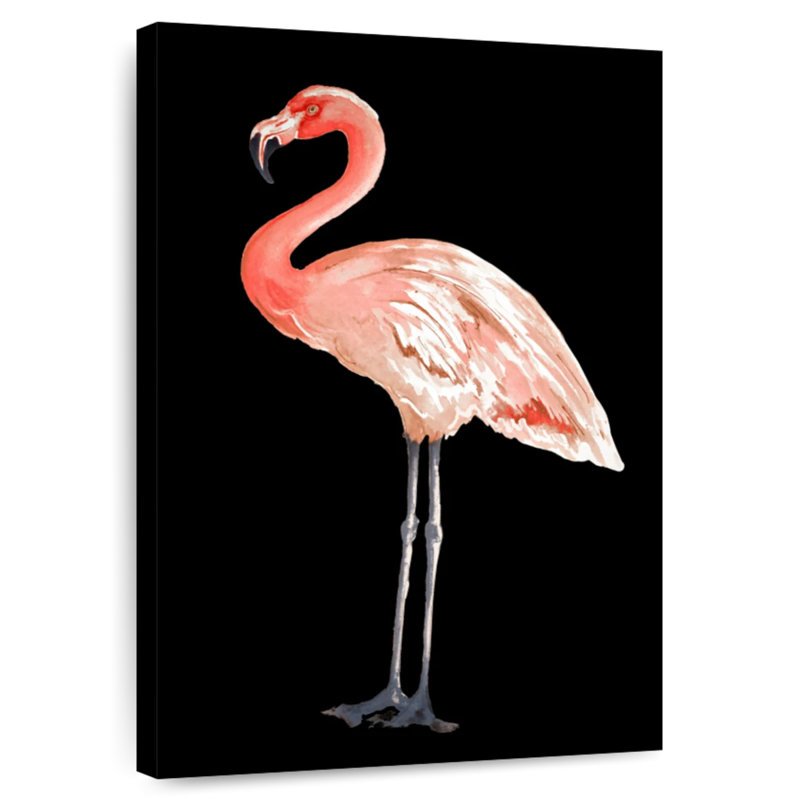 Brampt Flamingo On Black, 36" H x 24" W