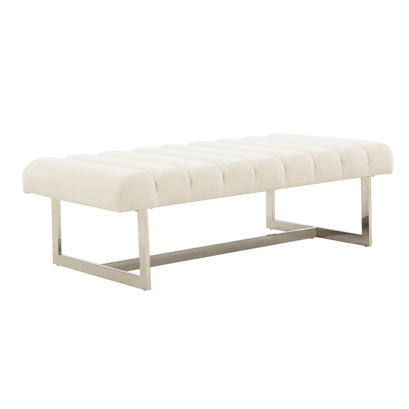 Banc de rangement Emilian, Beige, Argent