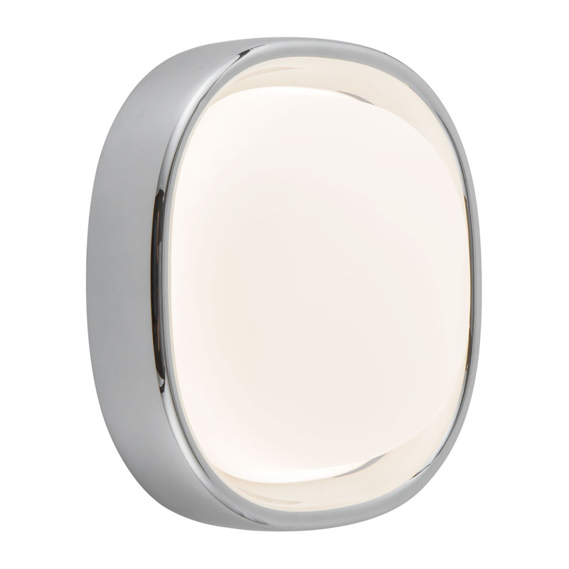 Pebble 8-in Silver dimmable LED Flush Mount, Chrome