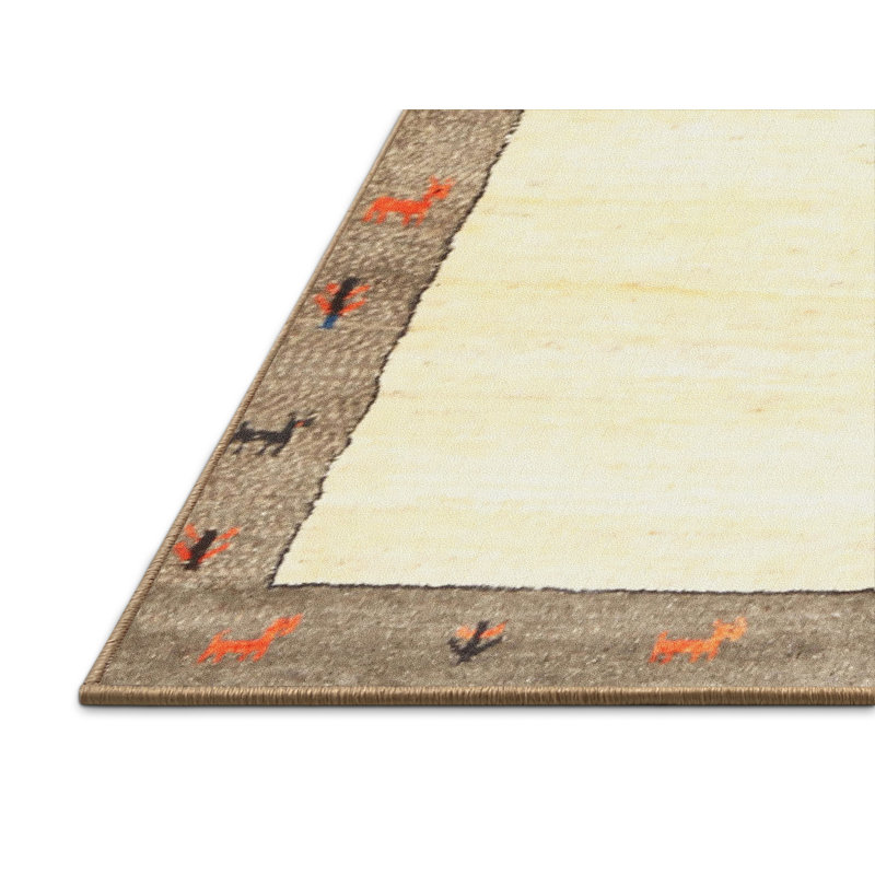 Tapis contemporain beige / gris, Rectangle 8 pi x 10 pi