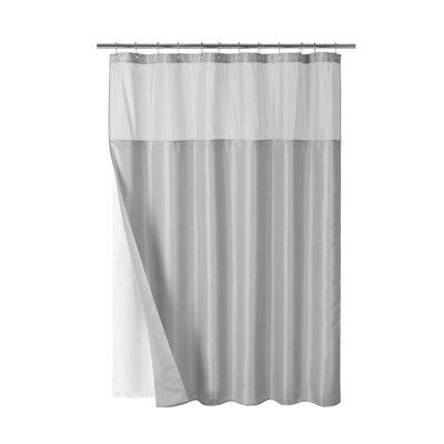 Hulett Slub Linen Texture Shower Curtain With Snap-In Liner Hooks Included