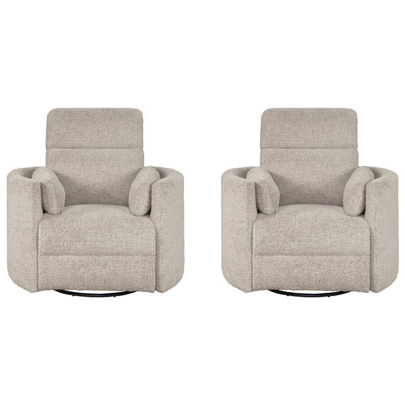 Bre 40" Upholstered Manual Swivel Glider Recliner with Round Arms, Brown
