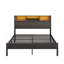 Bed Frame With Storage Headboard,Metal Platform Bed With Charging Station,Bookcase Storage,No Box Spring Needed,Easy Assembly-1277450854-1277450855
