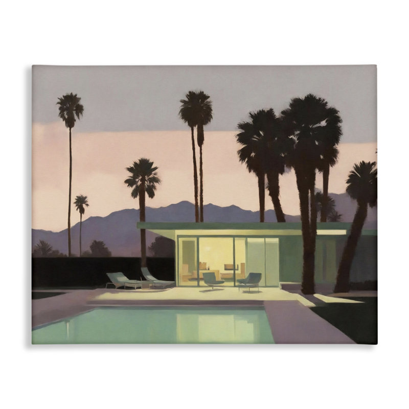 Art mural sur toile "Pool entouré de palmiers" par Noah Bay, H 24 po x l 30 po