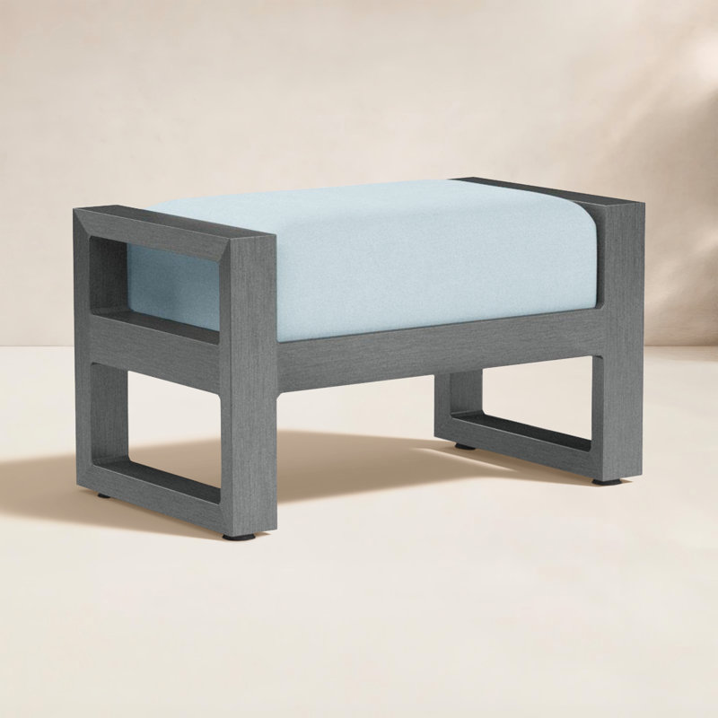 Repose-pieds d'extérieur avec coussin Georgie, Toile horizon Sunbrella®