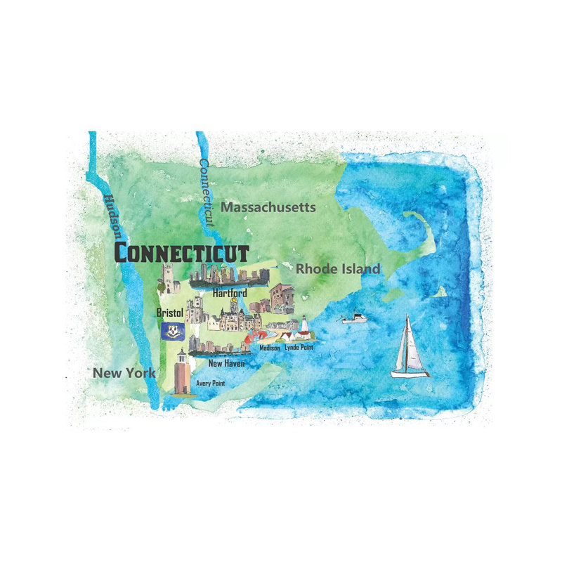 «The USA, Connecticut Travel» par Markus et Martina Bleichner, peinture sur toile tendue, H 18 po x l 26 po x P 1,5 po