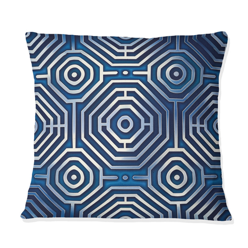 Coussin Blue Modern Maze IV - Modern, H 18 po x l 18 po