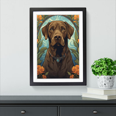 Labrador Retriever Nouveau - Single Picture Frame Print on Wood
