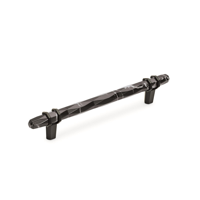 Poignée barre Carrione, Noir de marbre / bronze noir, 5 1/16 po D'un centre à l'autre
