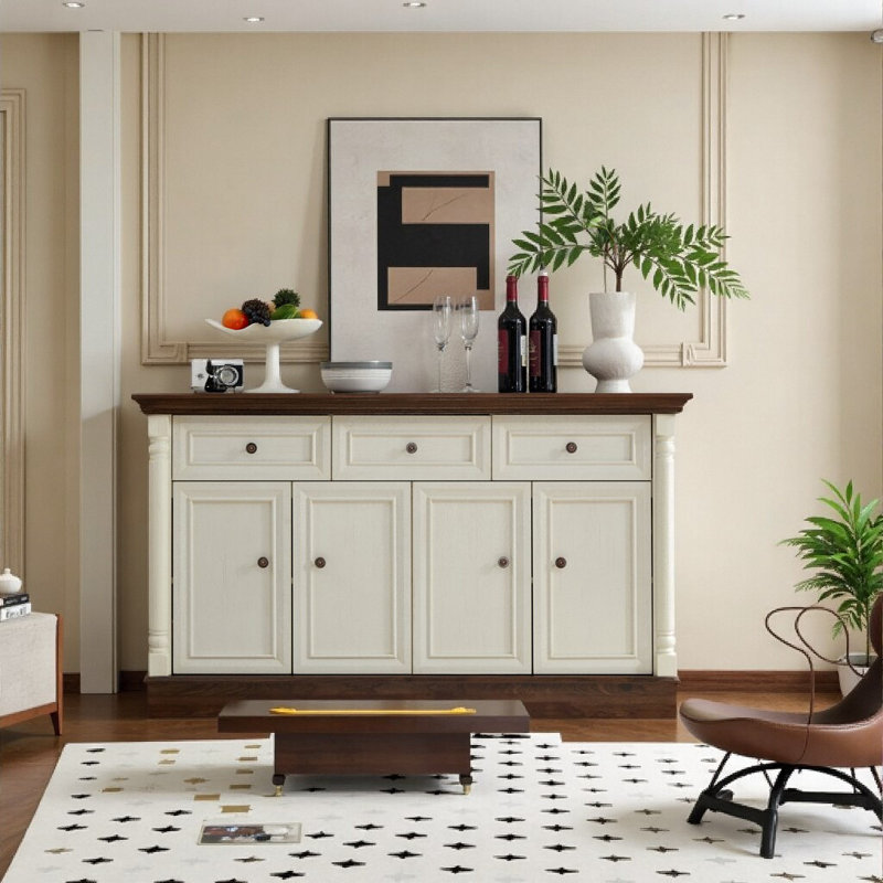 Buffet spacieux de style campagnard - Rangement robuste et design multifonctionnel, Blanc