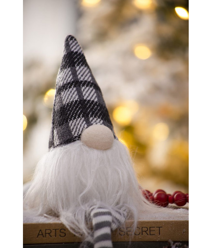 Fabric Sitting Gnome With Soft Legs  Set of 3  3.5" x 3.5" x 14.5"  Gray