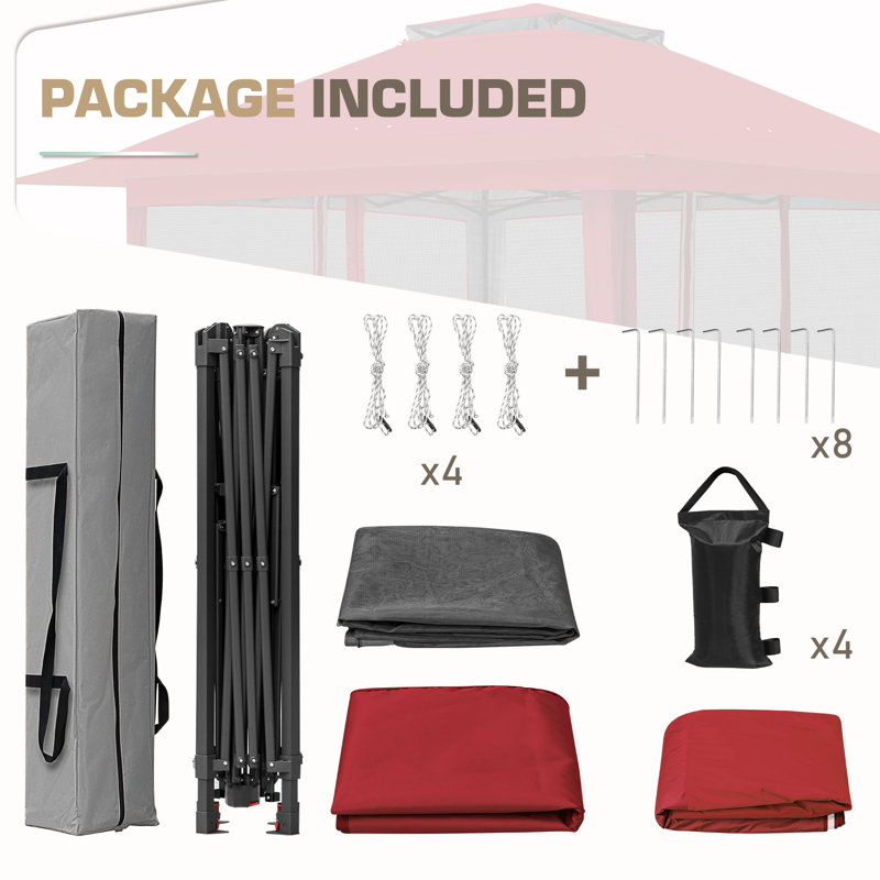 Eagle Peak Red Pop-Up Gazebo Tent with Mosquito Netting