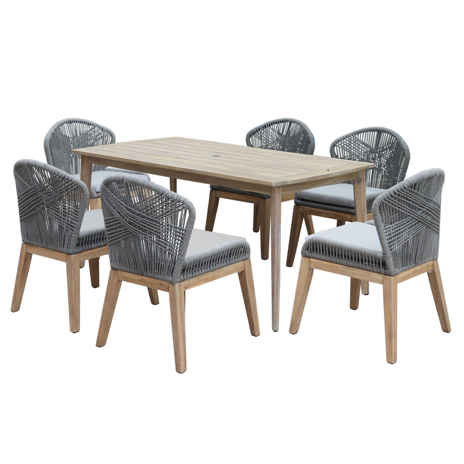Bowery 35" Acacia Patio Dining Set, Gray